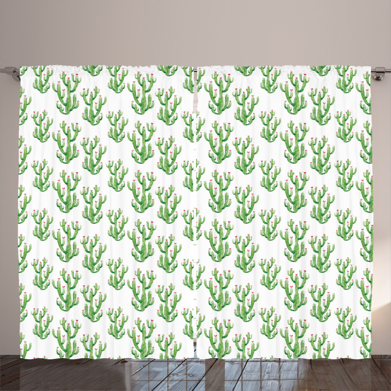 Watercolor Cactus Plant Curtain