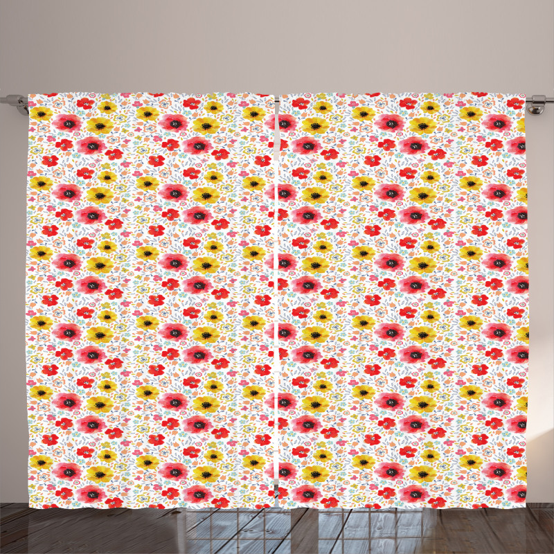 Springtime Poppy Art Curtain