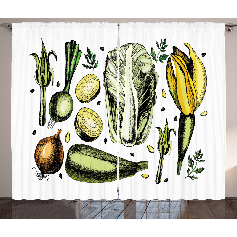 Vegan Diet Theme Curtain