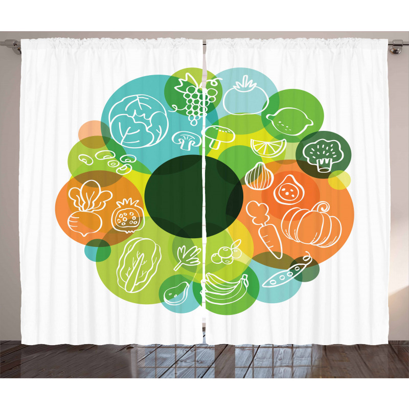 Doodle Vegan Pattern Curtain