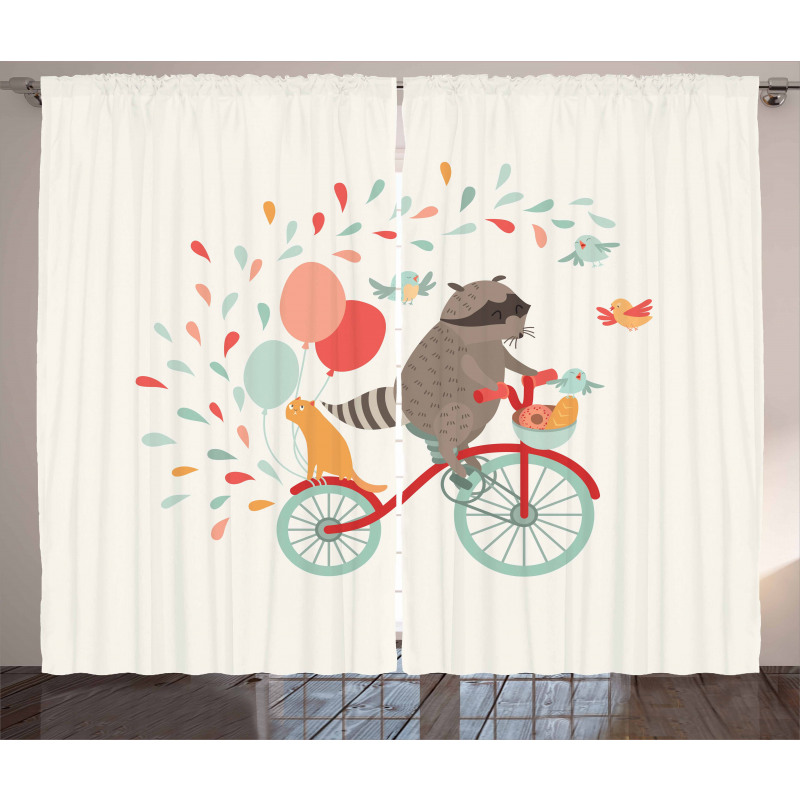 Cheerful Raccoon Bike Curtain