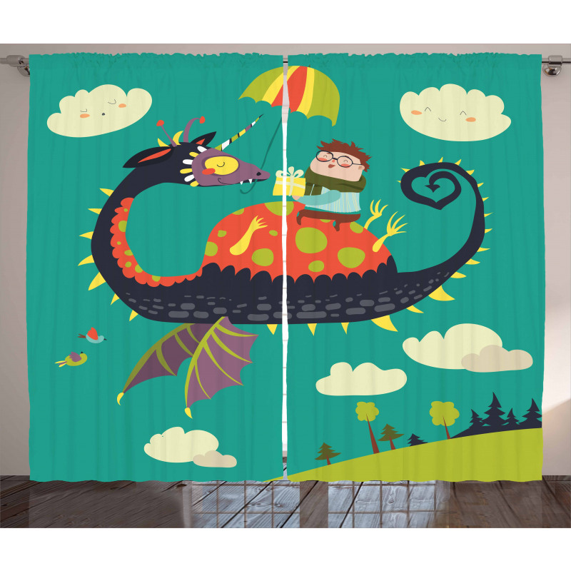 Fantasy Dragon Rider Curtain