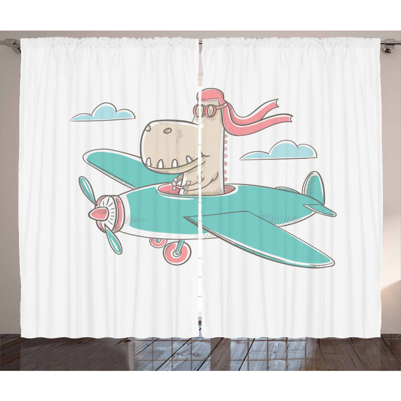 Dinosaur in Plane Curtain