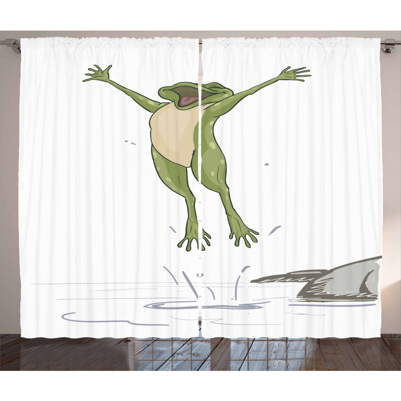 Happy Jumping Toad Humor Curtain