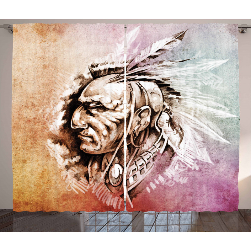 American Native Sketch Curtain