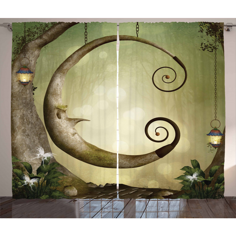 Hanging Wooden Crescent Curtain
