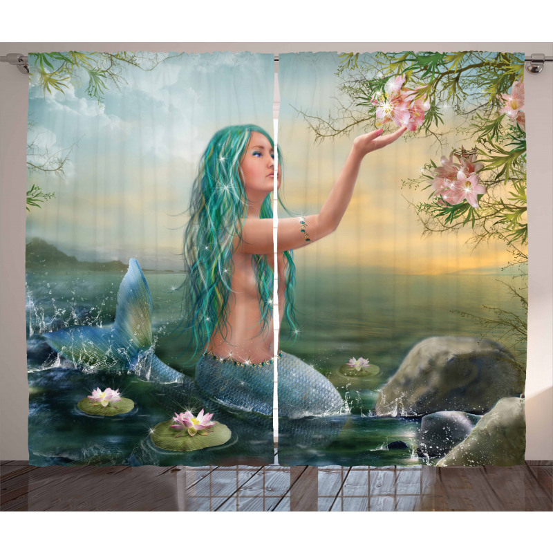 Mermaid and Magnolias Curtain