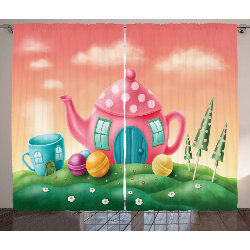 Polka Dotted Tea Pot Curtain