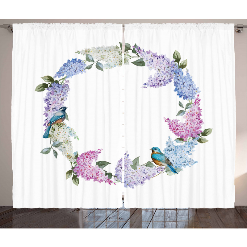 Flower Wreath and Bird Curtain