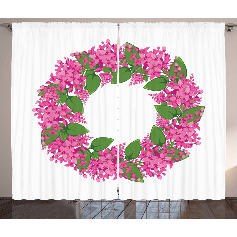 Pink Blossoms Wreath Curtain