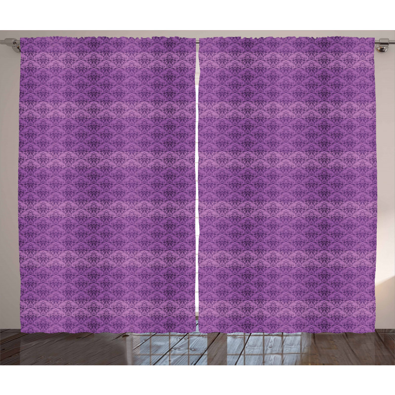 Rococo Damask Purple Curtain