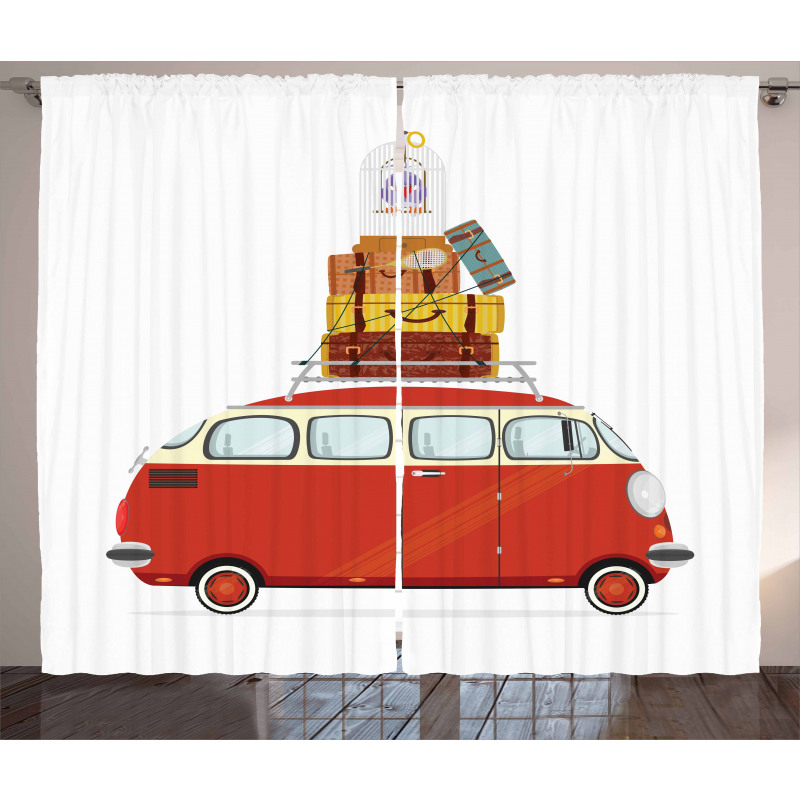 Cartoon Retro Minivan Curtain