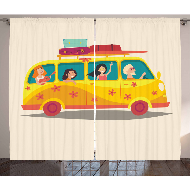 Hippies on Summer Van Curtain