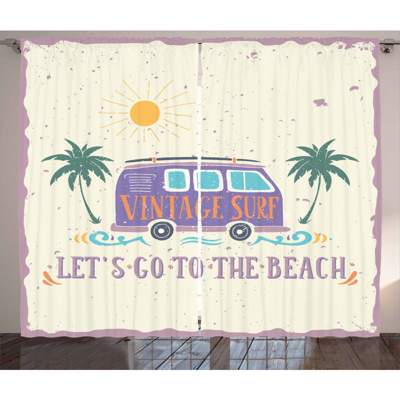 Grunge Beach Words Curtain