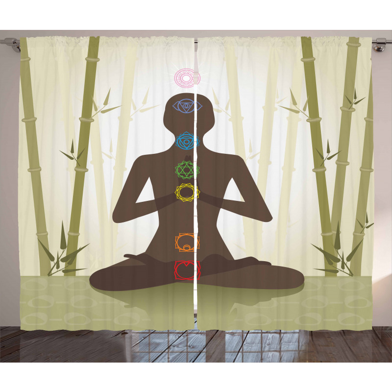Yoga in Bamboo Stems Curtain