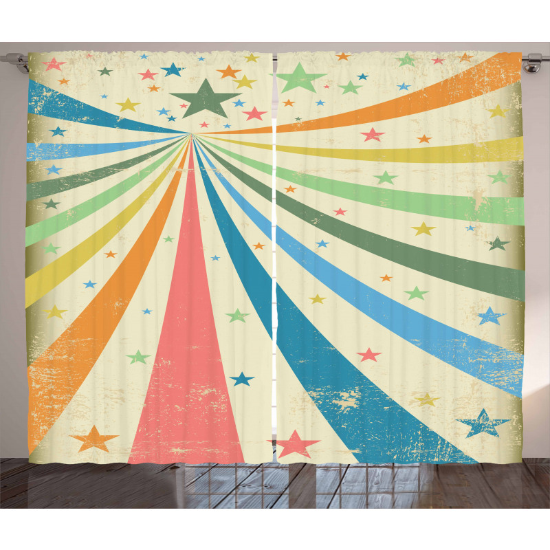 Rainbow Background Art Curtain