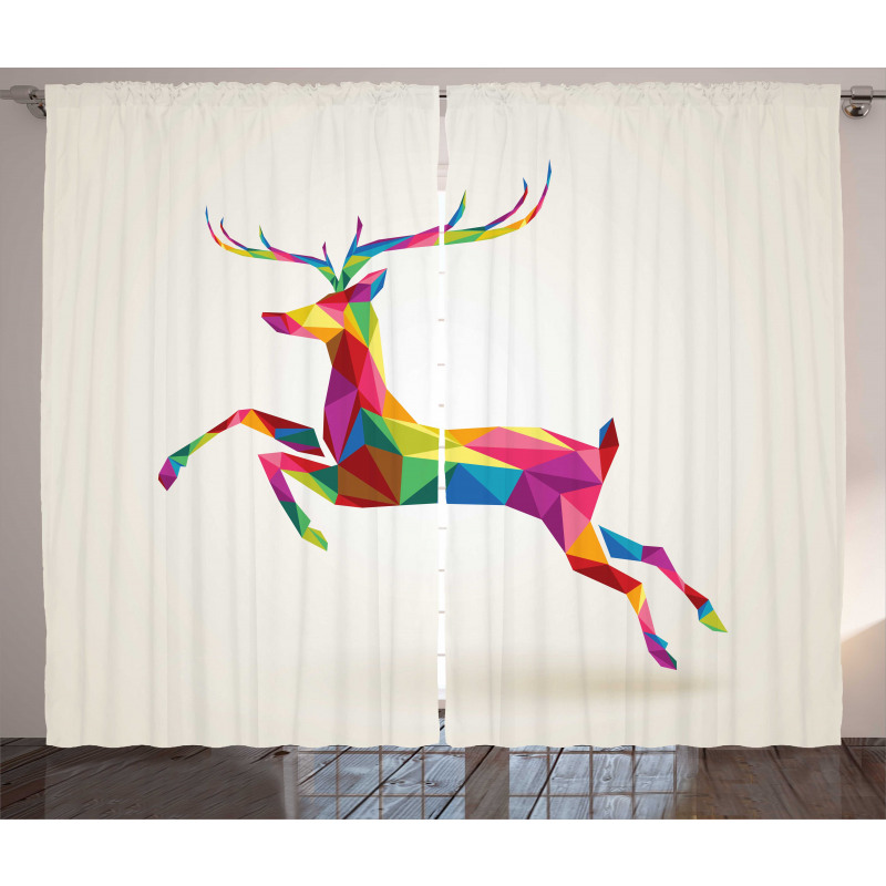 Colorful Fractal Deer Curtain