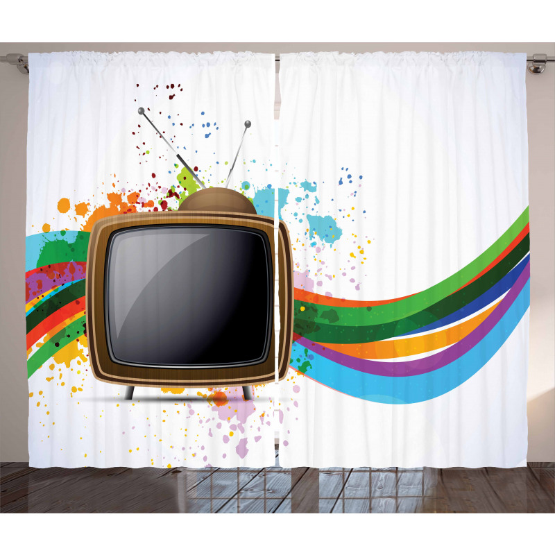 Old TV Color Splash Curtain