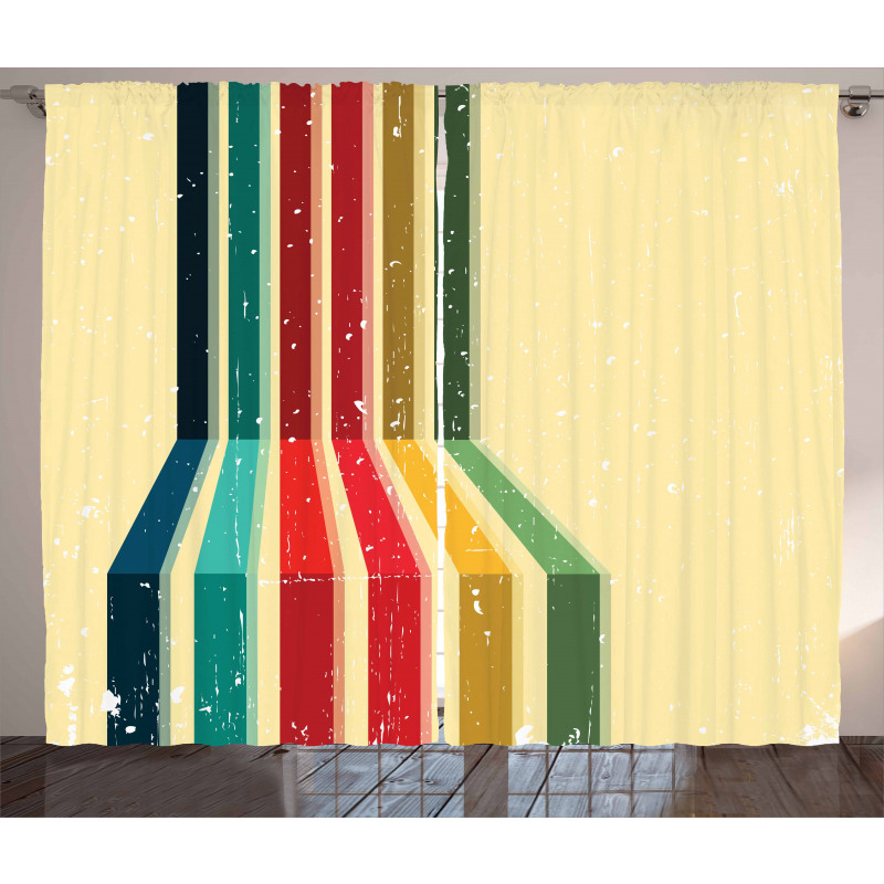 Vintage Colorful Strips Curtain