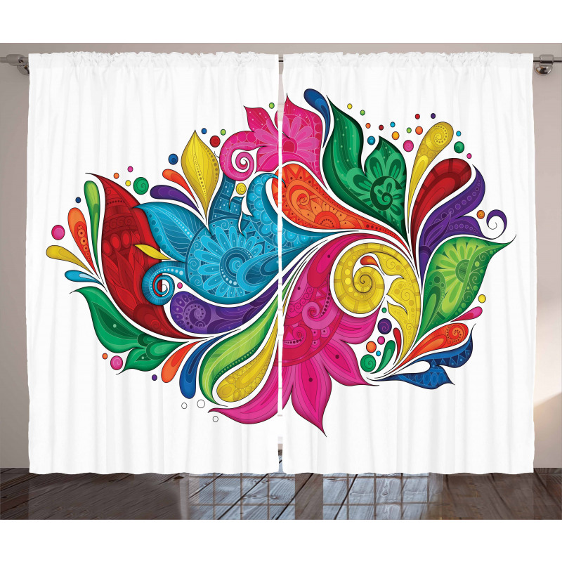 Vibrant Colorful Leaves Curtain