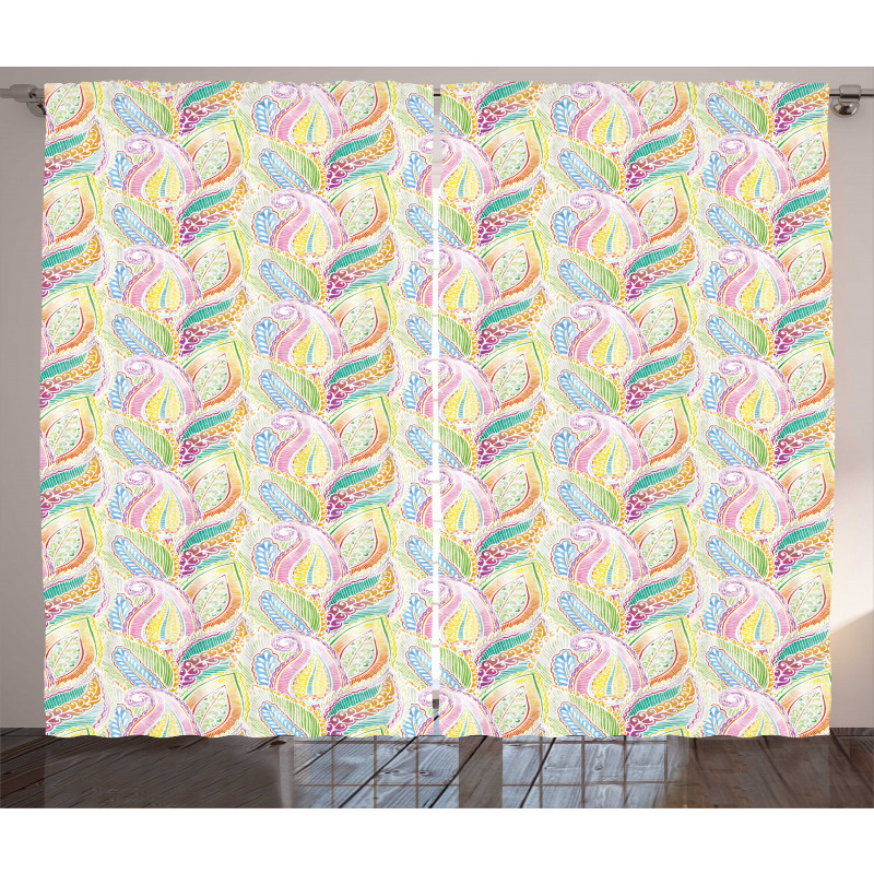 Colorful Paisley Art Curtain