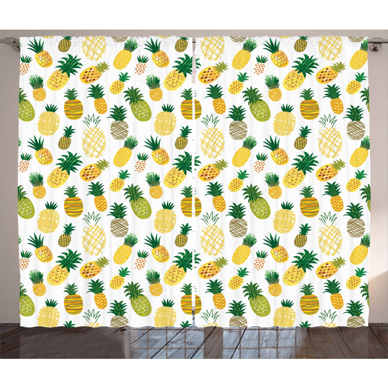 Cartoon Fruits Pineapples Curtain