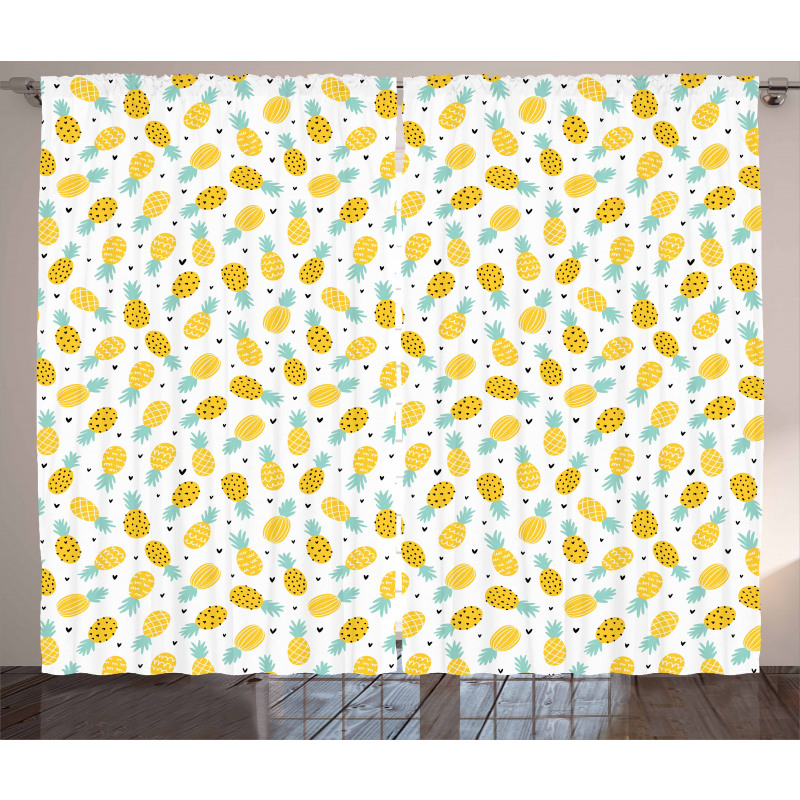 Fresh Doodle Pineapple Curtain