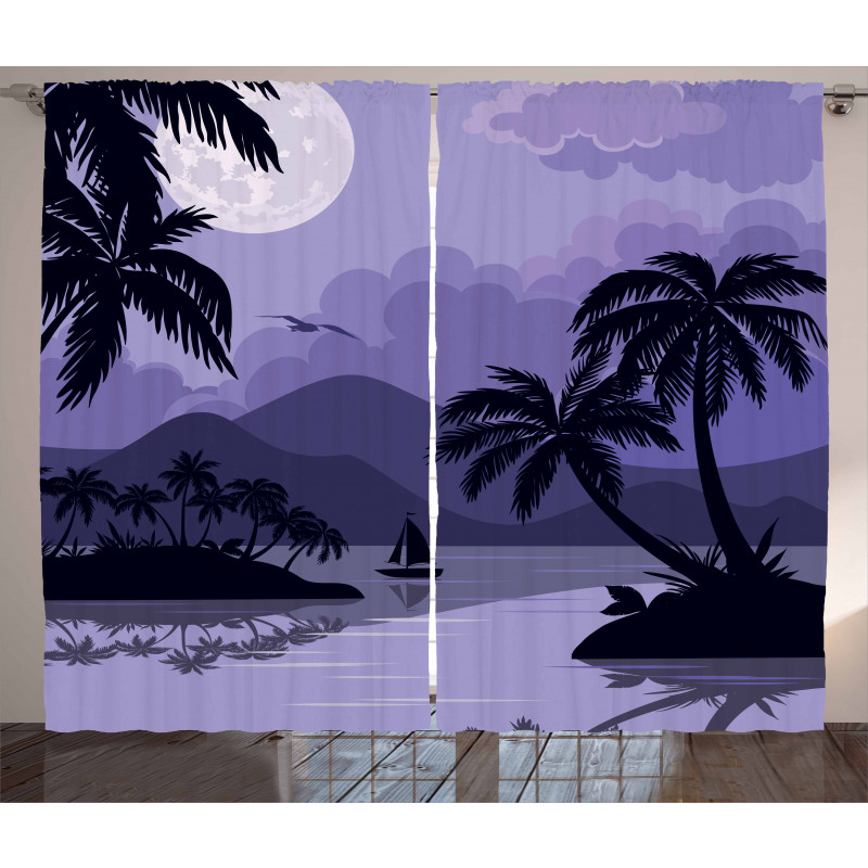 Caribbean Island Night Curtain