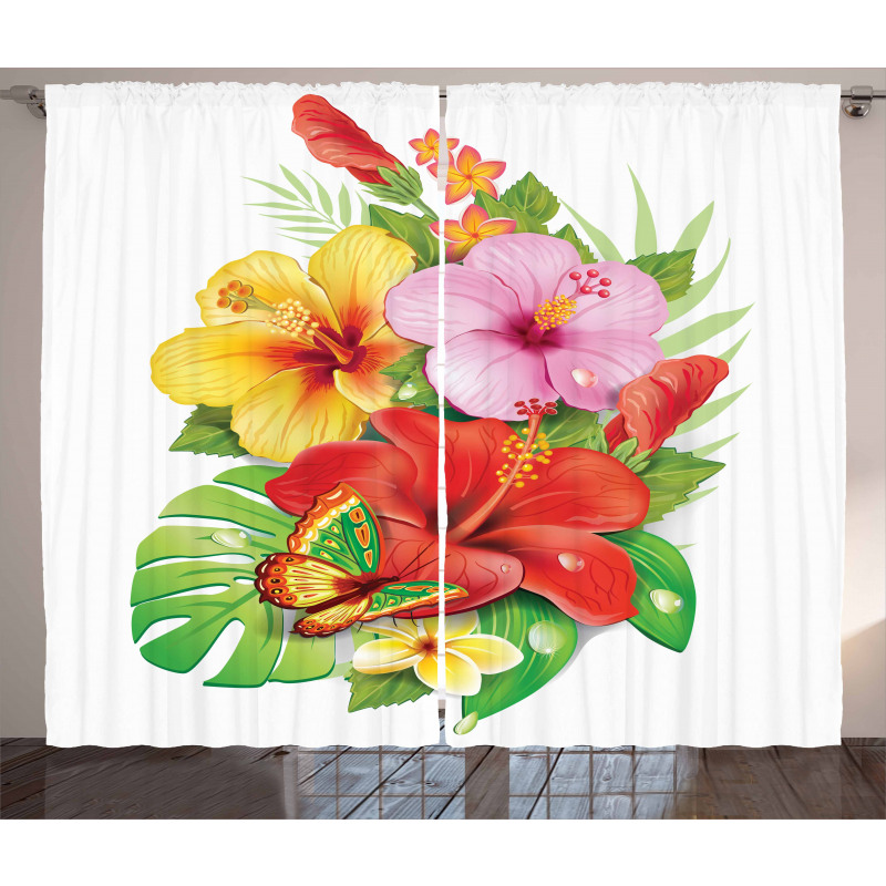 Colorful Hibiscus Blooming Curtain