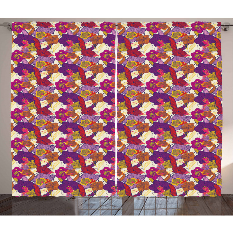 Vibrant Vintage Orchid Curtain