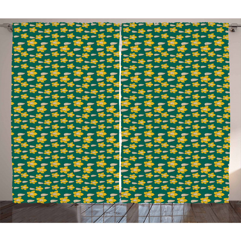 Blooming Foliage Vintage Curtain