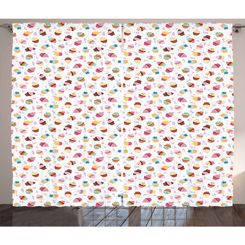 Creamy Colorful Cupcakes Curtain