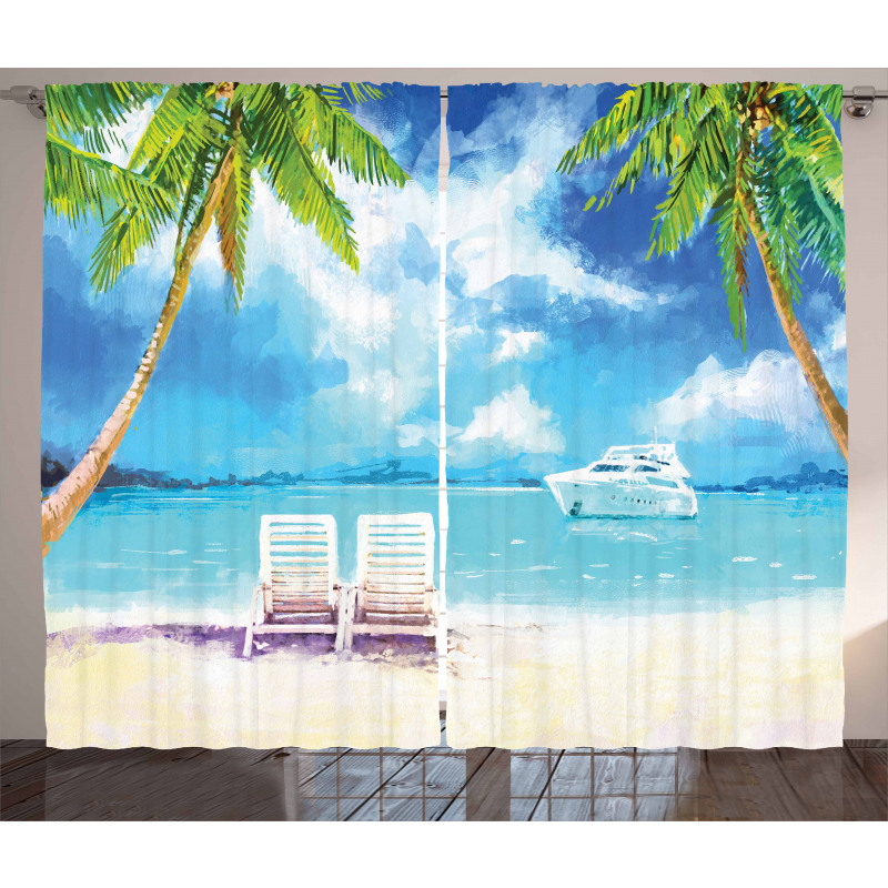 Exotic Beach Palms Curtain