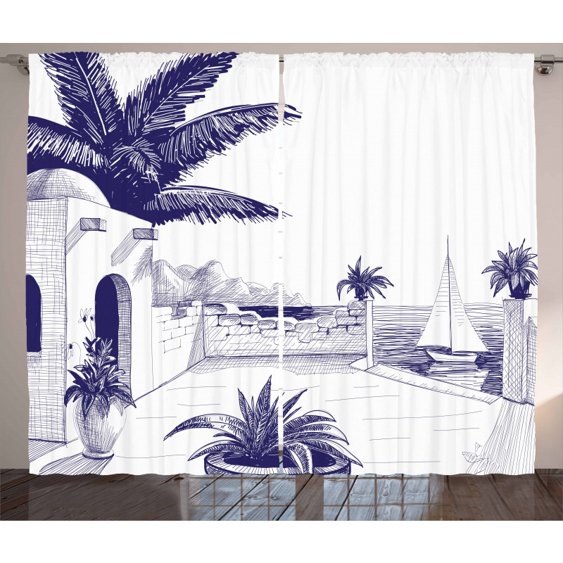 Beach House by Sea Curtain