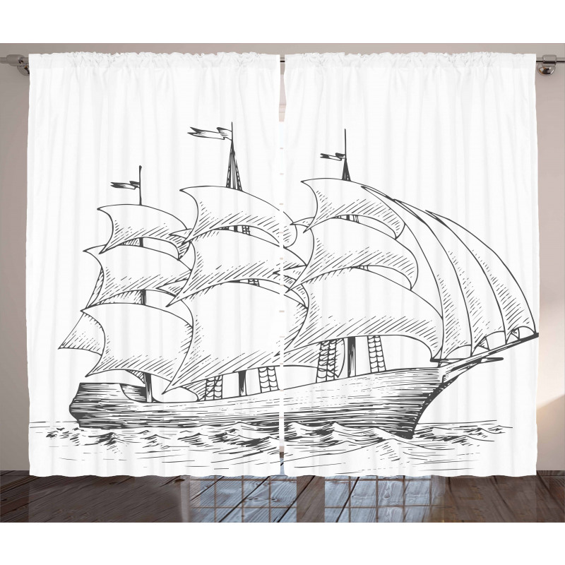 Medieval Ship Sea Curtain
