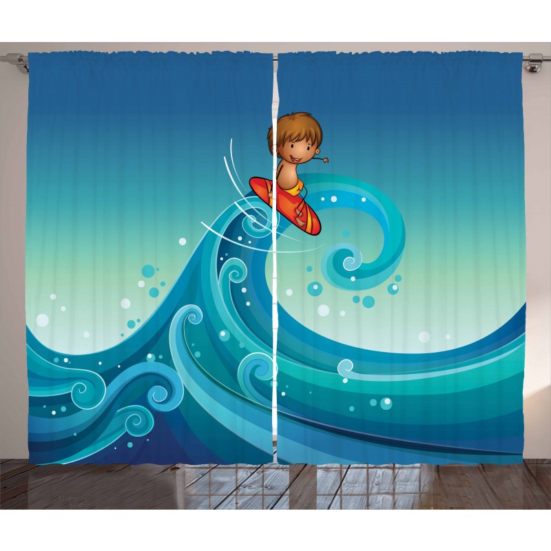 Surfing Baby Waves Curtain