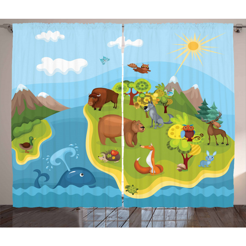 Happy Planet Mountains Curtain