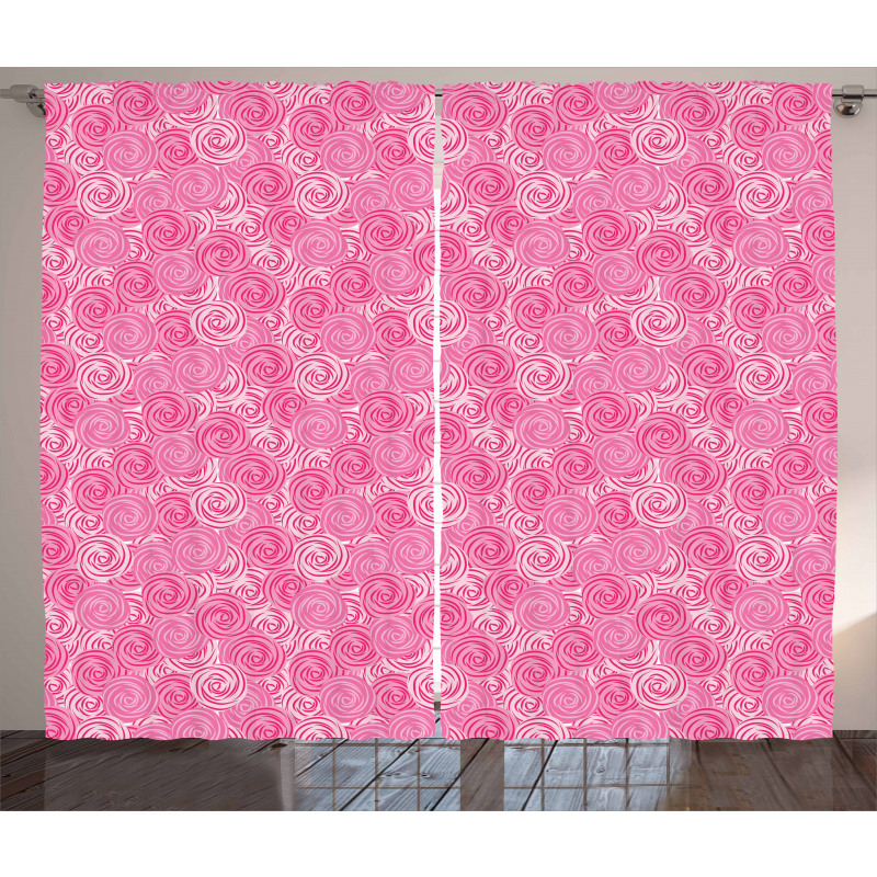 Abstract Round Flowers Curtain