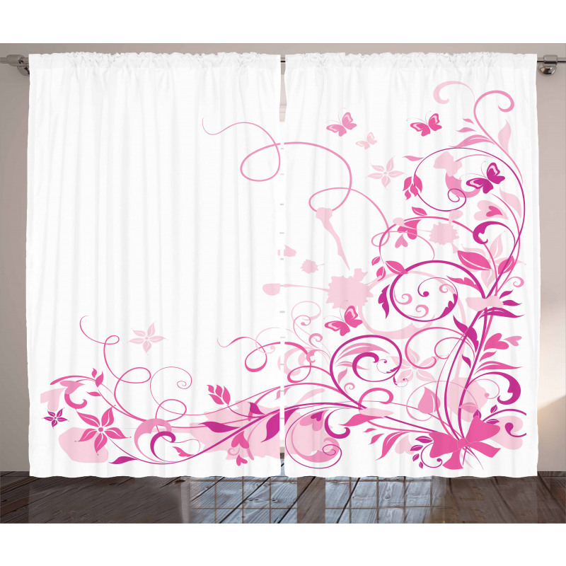 Swirls Butterflies Leaves Curtain