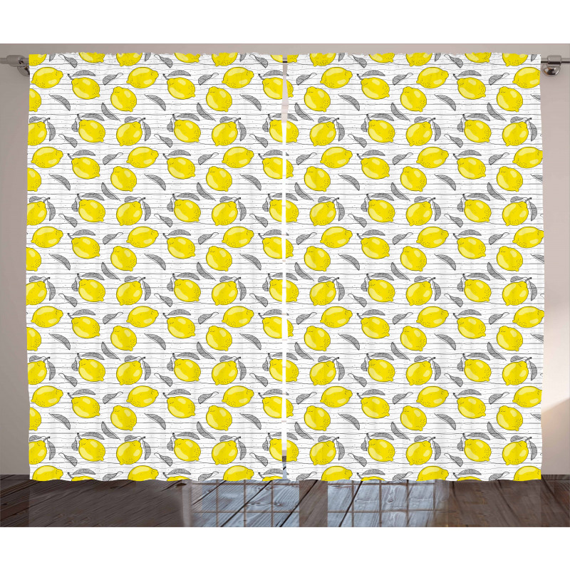 Sketched Lemon Pattern Curtain