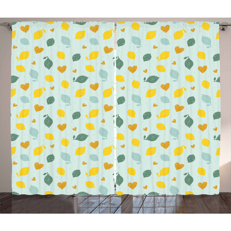 Scribbled Lemon Design Curtain