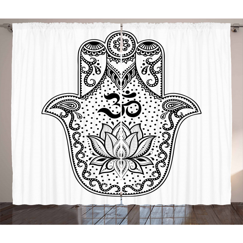 Oriental Curlicues Lotus Curtain