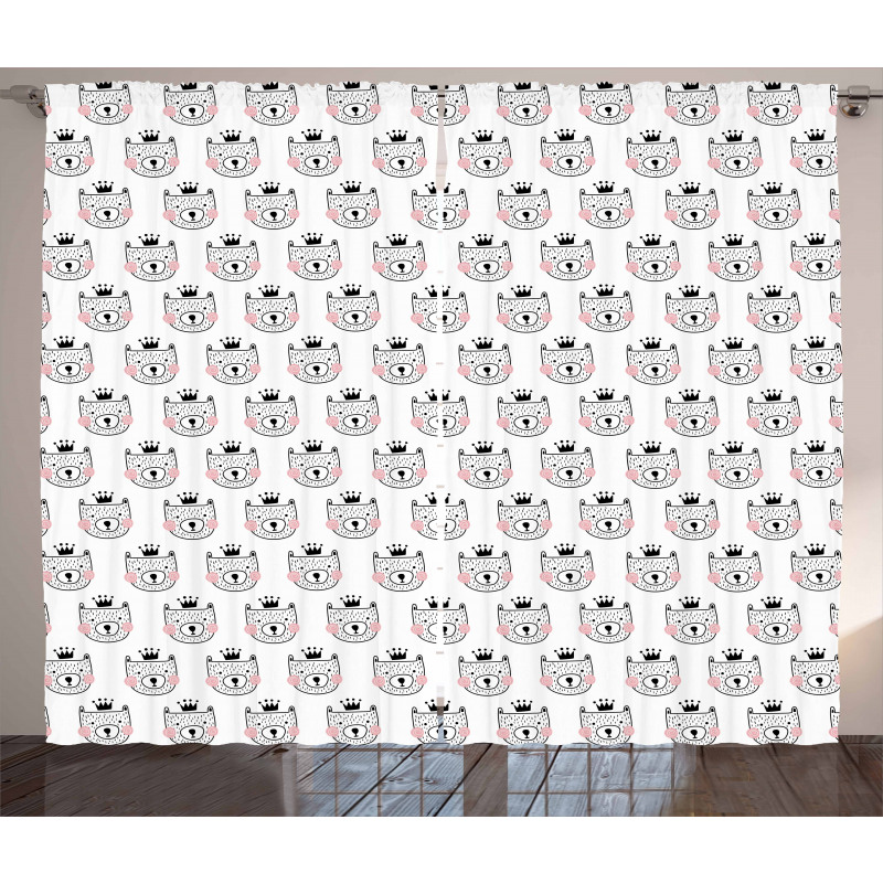 Funny Crowned Bears Curtain