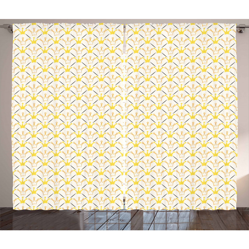 Crowns Checkered Pattern Curtain