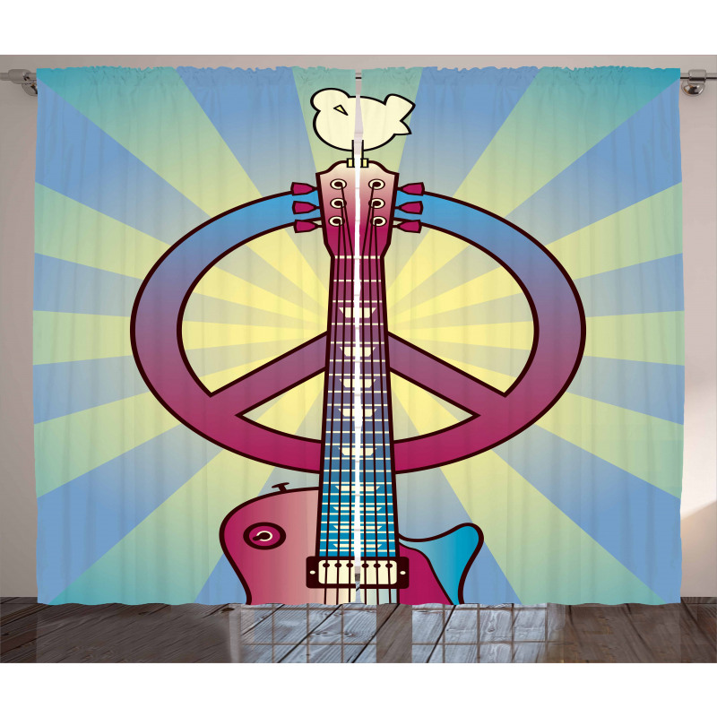 Woodstock Music Theme Curtain