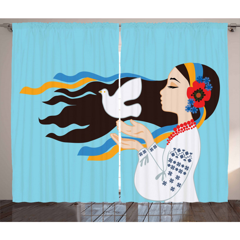 Girl with Peace Dove Curtain