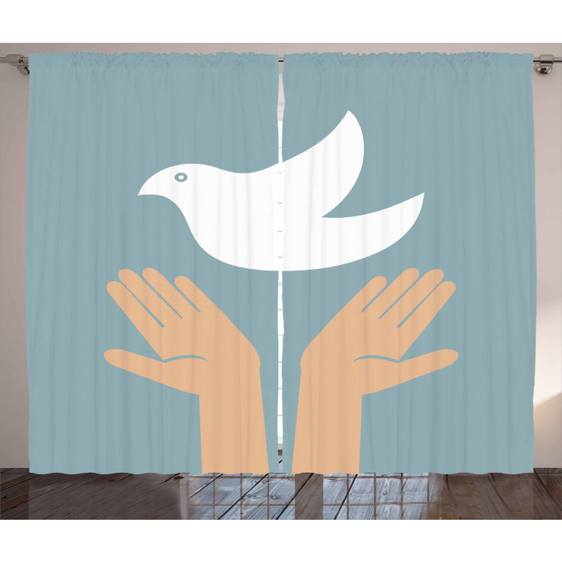 Peace Dove Flying Hands Curtain