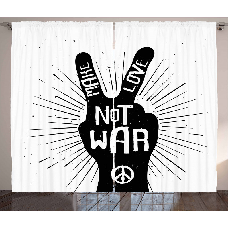 Sixties Pacifist Slogan Curtain