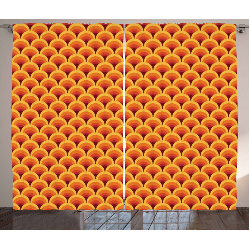Squama in Warm Colors Curtain