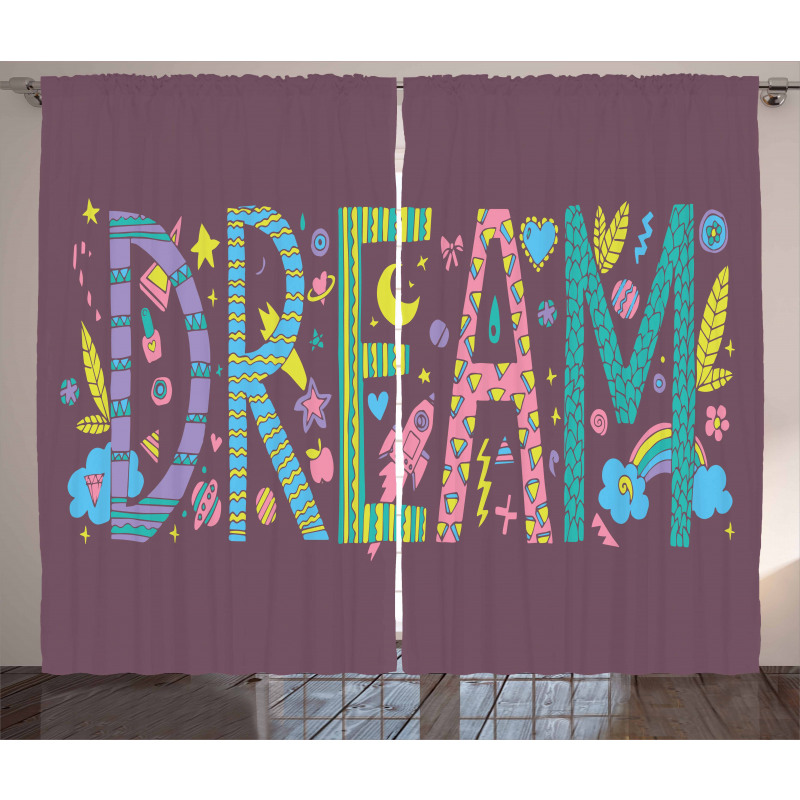 Doodle Art Dream Word Curtain